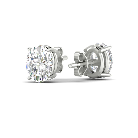 Classic Four Prong Oval Diamond Solitaire Stud Earrings [IGI Certified]