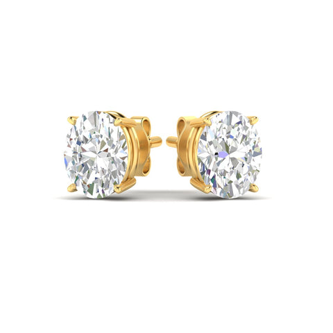 Classic Four Prong Oval Diamond Solitaire Stud Earrings [IGI Certified]