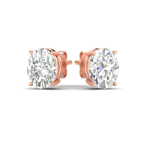 Classic Four Prong Oval Diamond Solitaire Stud Earrings [IGI Certified]