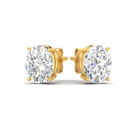 Classic Four Prong Oval Diamond Solitaire Stud Earrings [IGI Certified]
