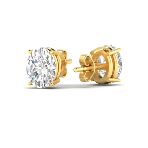 Classic Four Prong Oval Diamond Solitaire Stud Earrings [IGI Certified]