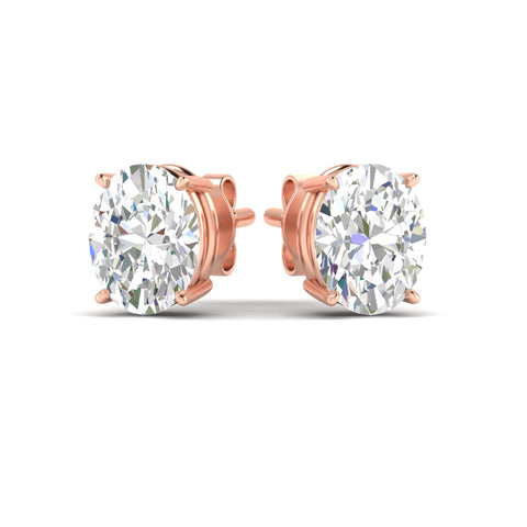Classic Four Prong Oval Diamond Solitaire Stud Earrings [IGI Certified]