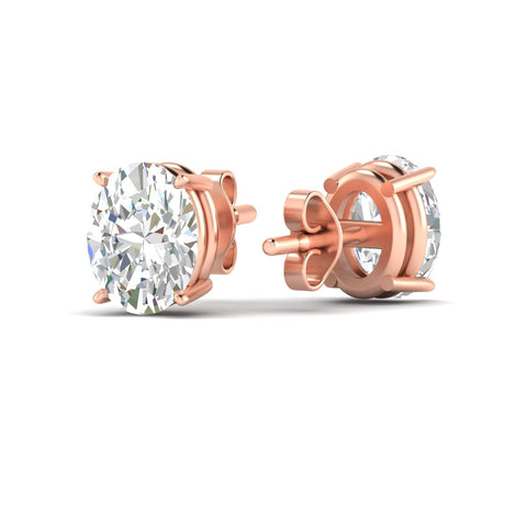 Classic Four Prong Oval Diamond Solitaire Stud Earrings [IGI Certified]