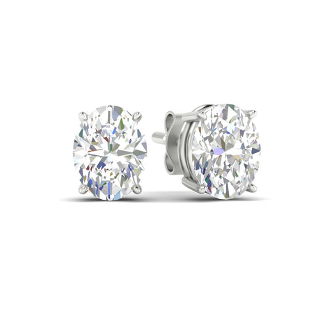 Classic Four Prong Oval Diamond Solitaire Stud Earrings [IGI Certified]