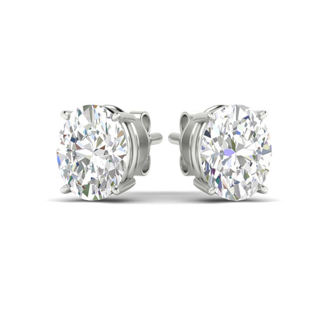 Classic Four Prong Oval Diamond Solitaire Stud Earrings [IGI Certified]