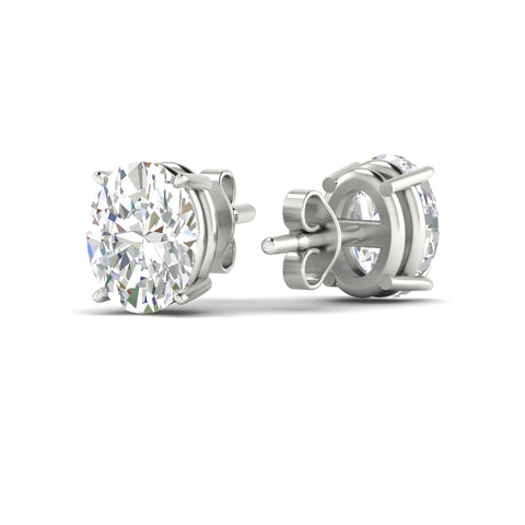 Classic Four Prong Oval Diamond Solitaire Stud Earrings [IGI Certified]
