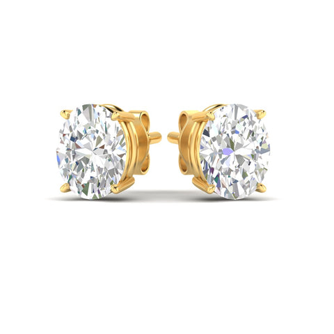 Classic Four Prong Oval Diamond Solitaire Stud Earrings [IGI Certified]