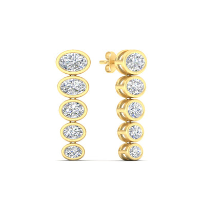 Oval East West Dangle Earrings