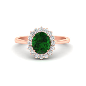 Oval Gemstone Halo Cathedral Ring
