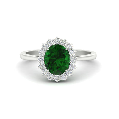 Oval Gemstone Halo Cathedral Ring
