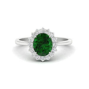 Oval Gemstone Halo Cathedral Ring
