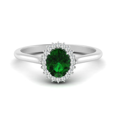 Oval Gemstone Halo Cathedral Ring