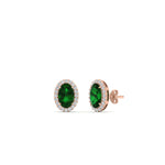 Load image into Gallery viewer, oval-emerald-halo-diamond-stud-earrings-in-rose-gold-FDEAR11209GEMGR-NL-RG
