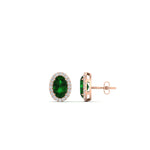 Load image into Gallery viewer, oval-emerald-halo-diamond-stud-earrings-in-rose-gold-FDEAR11209GEMGR-NL-RG
