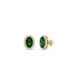 Load image into Gallery viewer, oval-emerald-halo-diamond-stud-earrings-in-yellow-gold-FDEAR11209GEMGR-NL-YG
