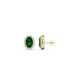 Load image into Gallery viewer, oval-emerald-halo-diamond-stud-earrings-in-yellow-gold-FDEAR11209GEMGR-NL-YG
