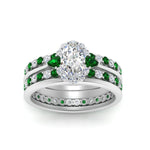 Load image into Gallery viewer, oval-floral-halo-emerald-stacking-ring-in-FD9980OVGEMGR-B3-NL-WG
