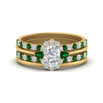 Load image into Gallery viewer, oval-floral-halo-emerald-stacking-ring-in-FD9980OVGEMGR-B3-NL-YG
