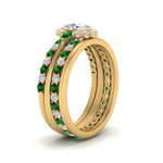 Load image into Gallery viewer, oval-floral-halo-emerald-stacking-ring-in-FD9980OVGEMGR-B3-NL-YG
