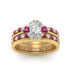 Load image into Gallery viewer, oval-floral-halo-pink-sapphire-stacking-ring-in-FD9980OVGSADRPI-B3-NL-YG
