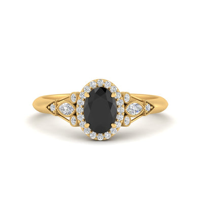 Oval Halo Gemstone Milgrain Engagement Ring