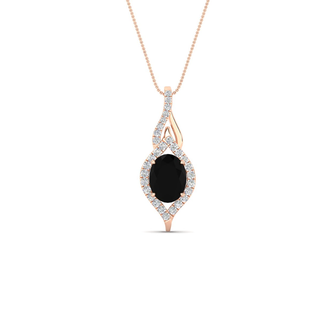 Oval Halo Pave Drop Necklace