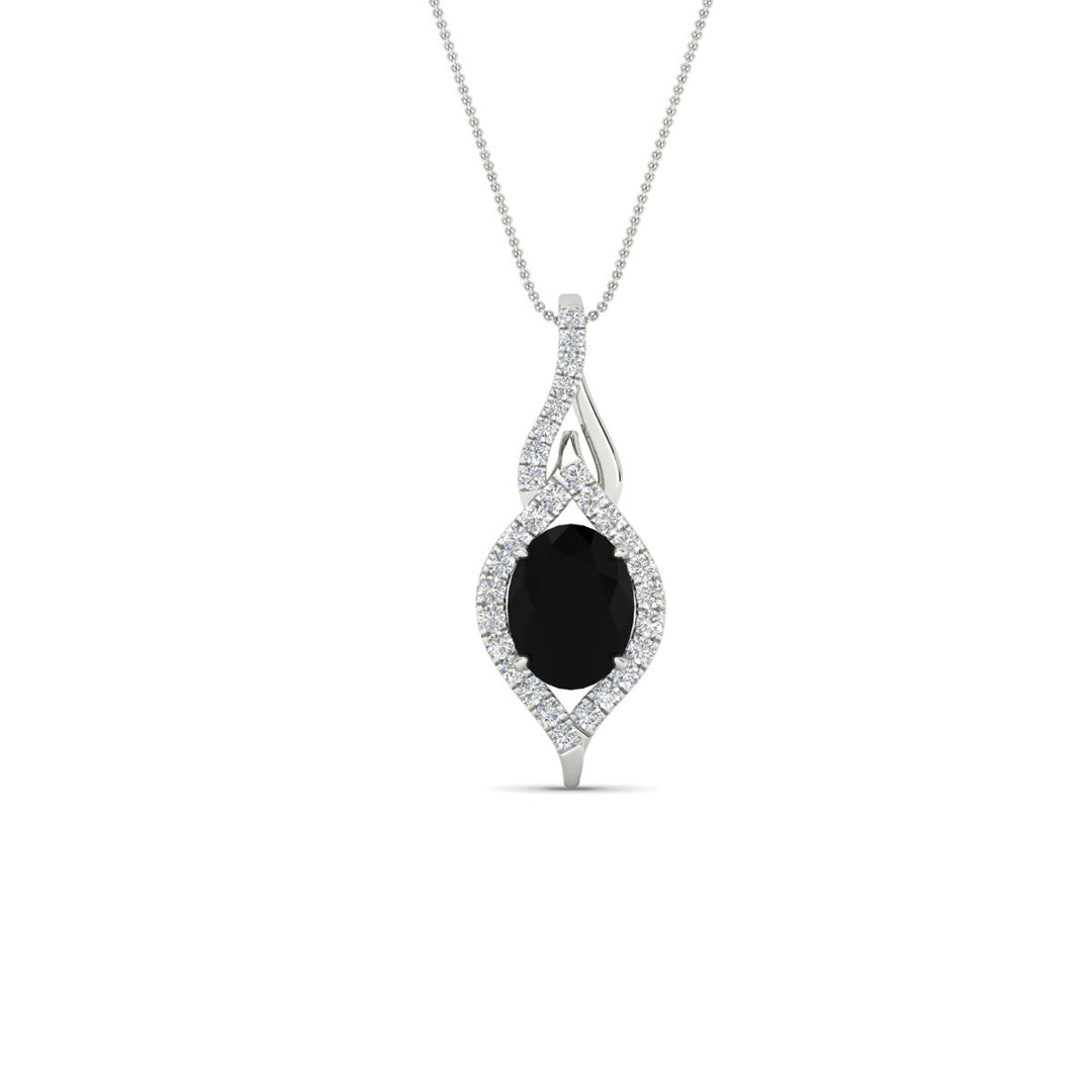 Oval Halo Pave Drop Necklace
