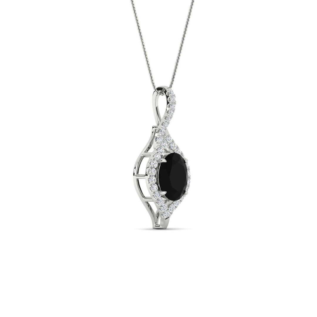 Oval Halo Pave Drop Necklace
