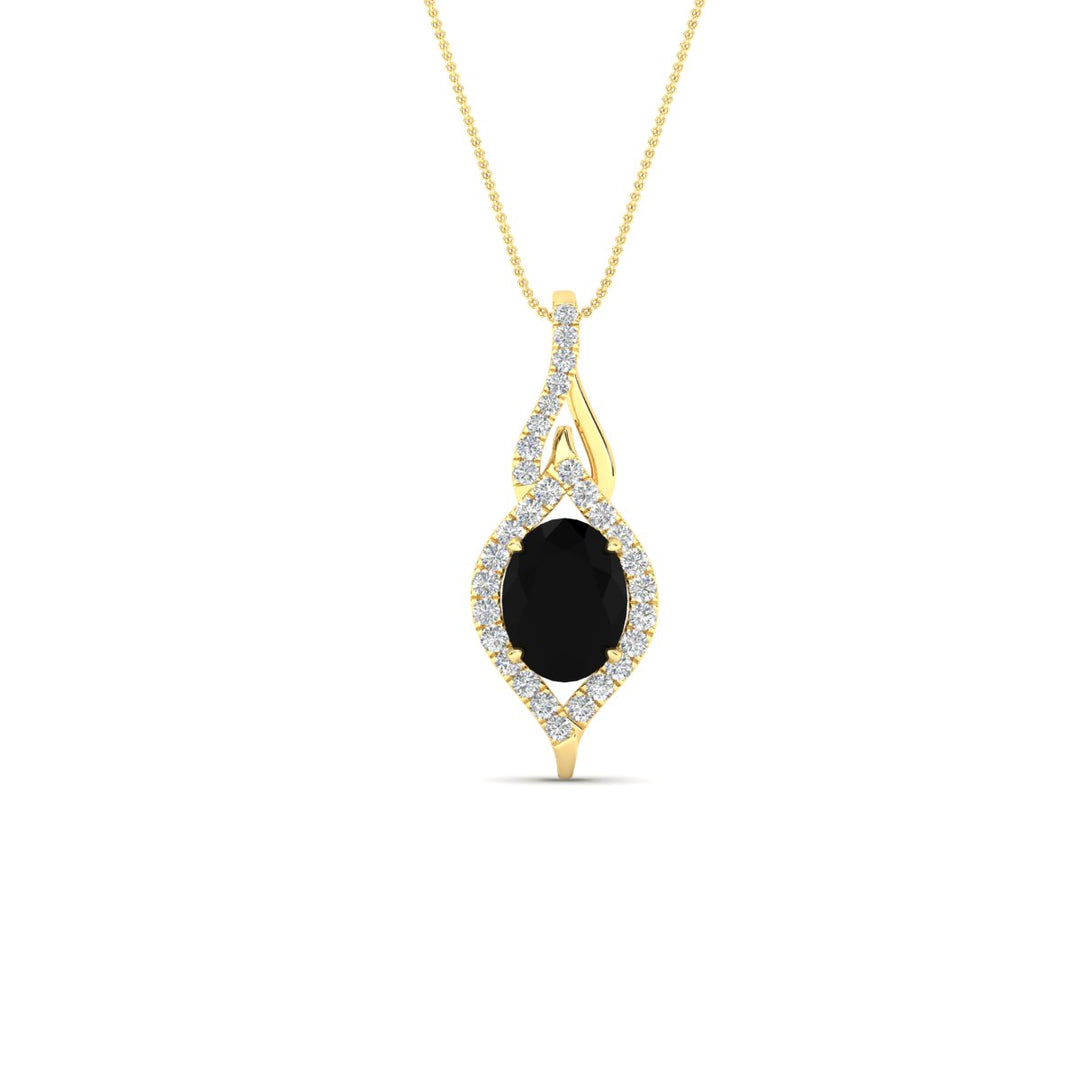 Oval Halo Pave Drop Necklace