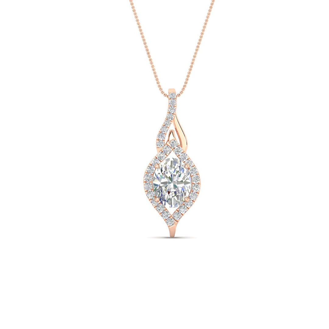 Oval Halo Pave Drop Necklace