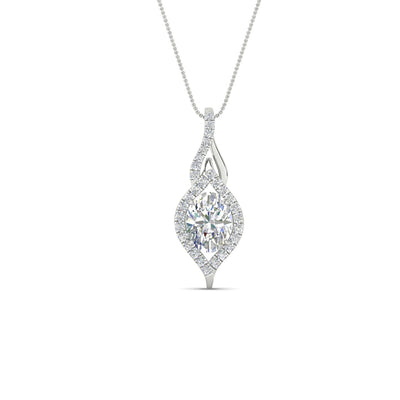 Oval Halo Pave Drop Necklace