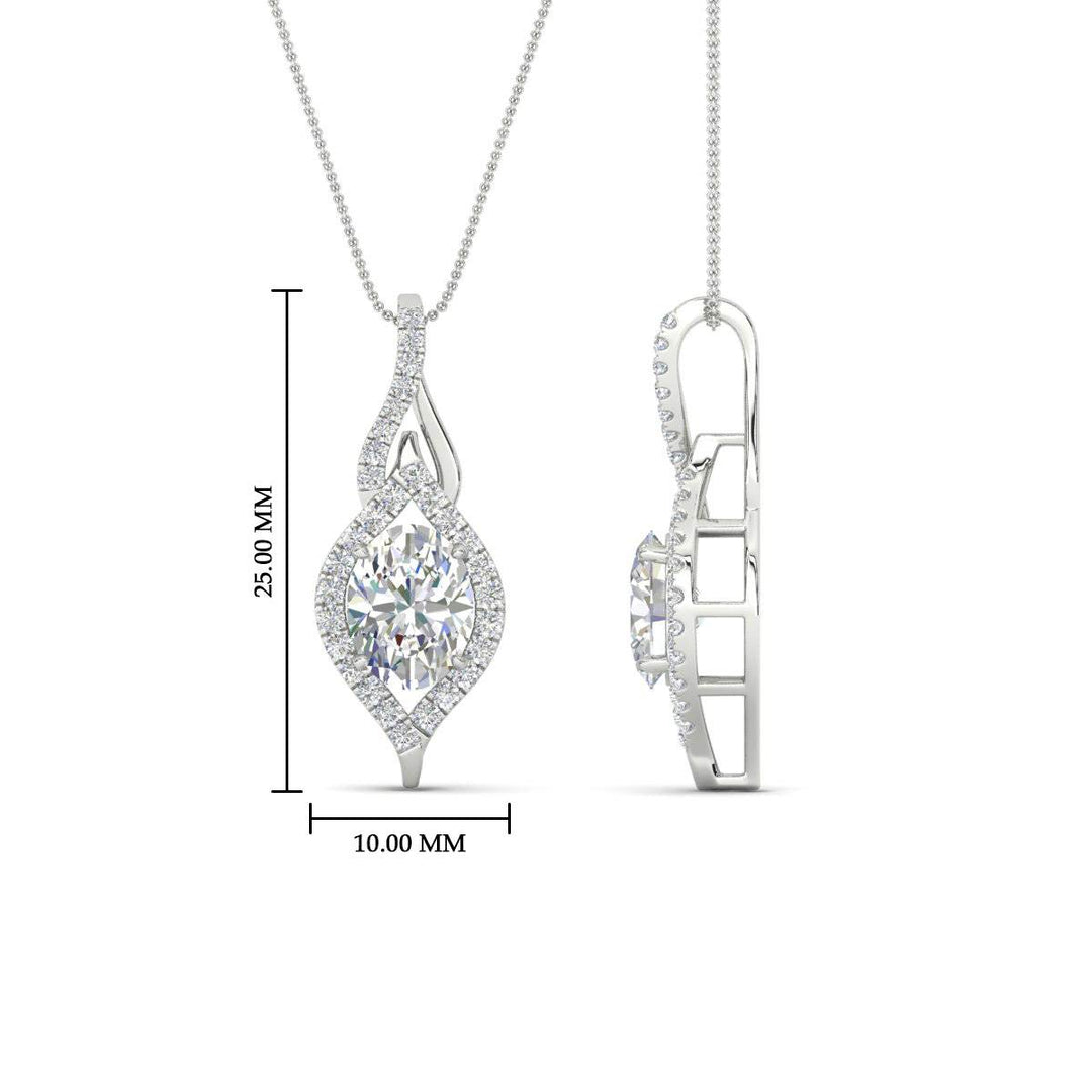 Oval Halo Pave Drop Necklace