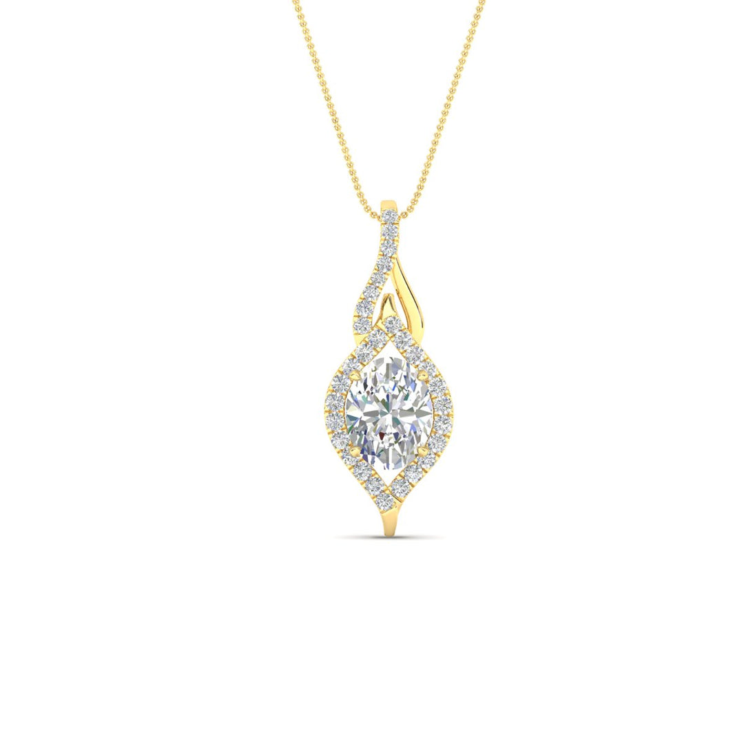Oval Halo Pave Drop Necklace