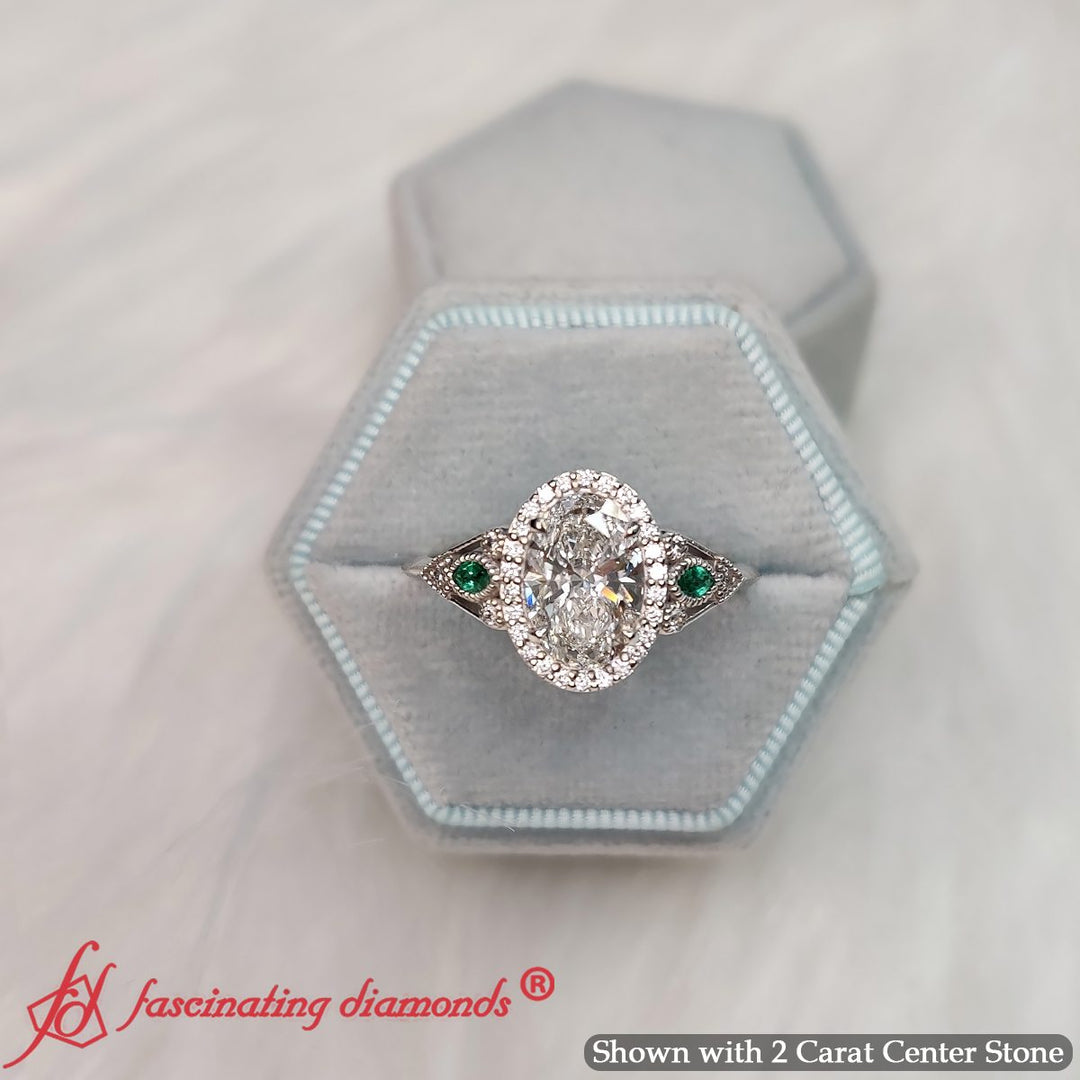 Oval Halo Edwardian Ring