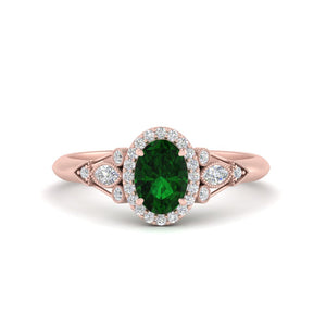 Oval Halo Gemstone Milgrain Engagement Ring