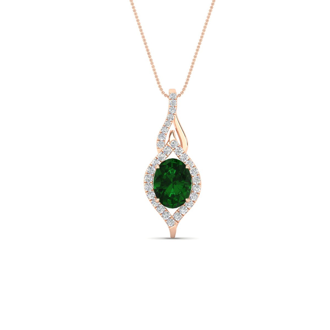 Oval Halo Pave Drop Necklace