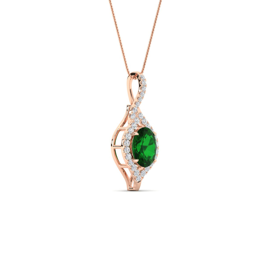 Oval Halo Pave Drop Necklace