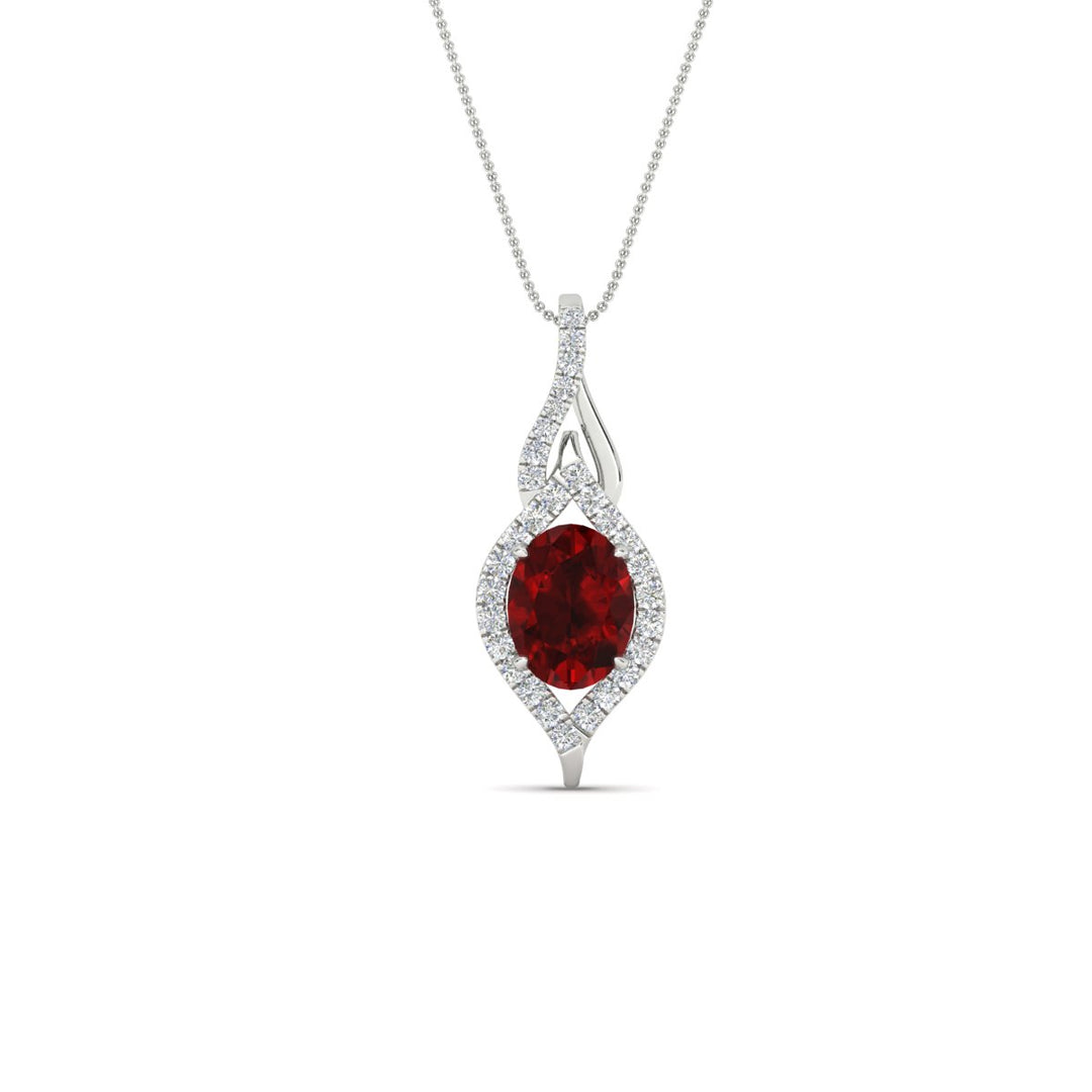 Oval Halo Pave Drop Necklace