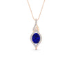 Load image into Gallery viewer, oval-halo-sapphire-pave-drop-necklace-in-rose-gold-fdpd11545gsablangle1-nl-rg.jpg?v=1767586000