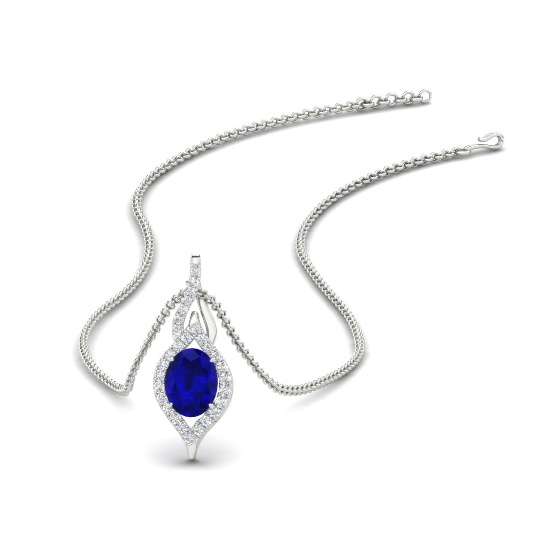 Oval Halo Pave Drop Necklace