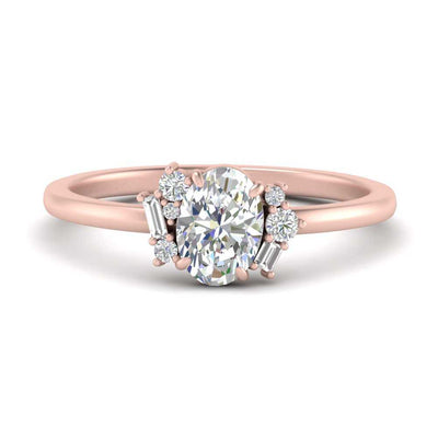 Oval Offbeat Modern Diamond Engagement Ring