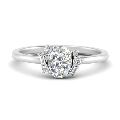 Oval Offbeat Modern Diamond Engagement Ring