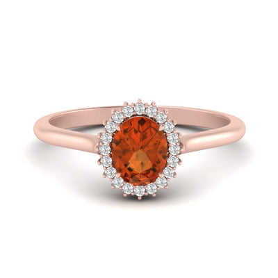 Oval Gemstone Halo Cathedral Ring