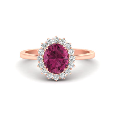 Oval Gemstone Halo Cathedral Ring