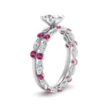Load image into Gallery viewer, oval-pink-sapphire-floating-marquise-accent-ring-with-eternity-wedding-band-in-white-gold-FDEWB9398OVGSADRPIANGEL2-NL-WG.jpg?v=1758802182
