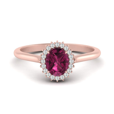 Oval Gemstone Halo Cathedral Ring