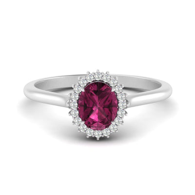 Oval Gemstone Halo Cathedral Ring