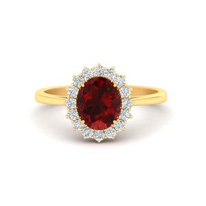 Oval Gemstone Halo Cathedral Ring