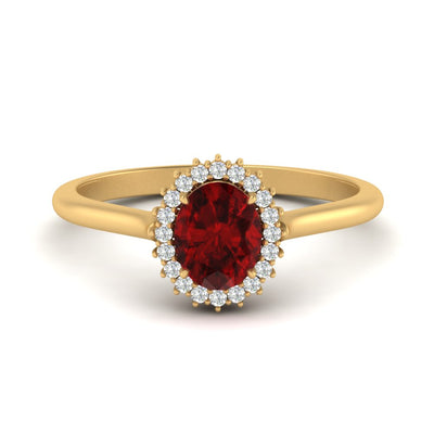 Oval Gemstone Halo Cathedral Ring