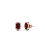 Load image into Gallery viewer, oval-ruby-halo-diamond-stud-earrings-in-rose-gold-FDEAR11209GRUDR-NL-RG
